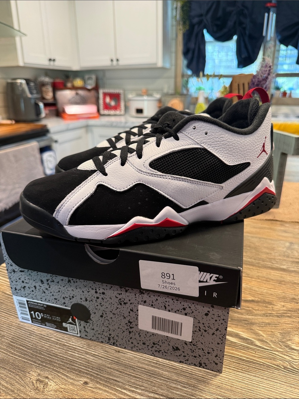 Jordan Low Top Sneakers in Black, White & Red